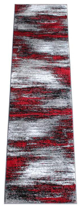 Rylan Collection Abstract Pattern Area Rug-Red - 2' x 7'