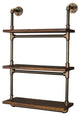 Juneau 30" 3-Tier Wall Mounted Bookcase, Rustic Bronze/Light Brown Wood