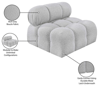 Ames Boucle Fabric Modular Chair, Grey, Armless Chair