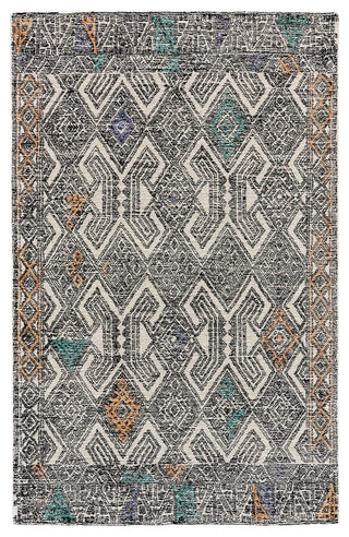Weave & Wander Oria Rug, Black/Tangerine, 8'x11'