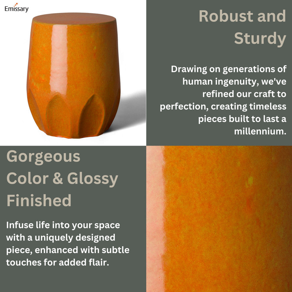 Calyx Stool, Bright Orange 16.5 x18