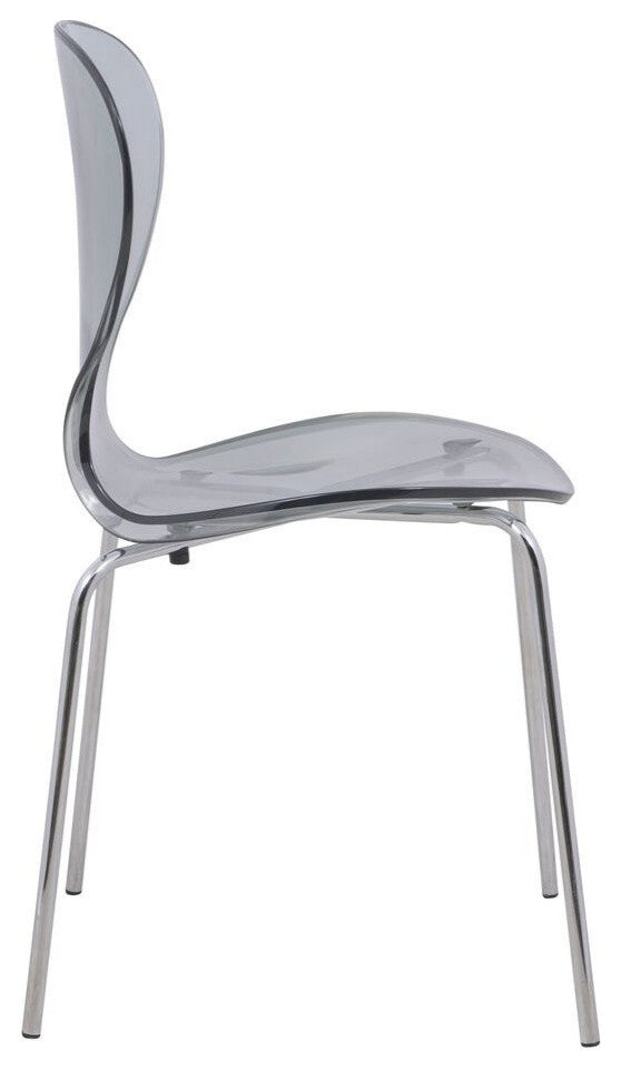 Stackable Plastic Dining Chair with Chrome Legs for Indoor and Outdoor Set of 4, Black