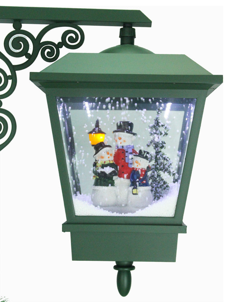 71" Musical Snowy Street Lamp WithChristmas Tree Scene, 2 Signs, White