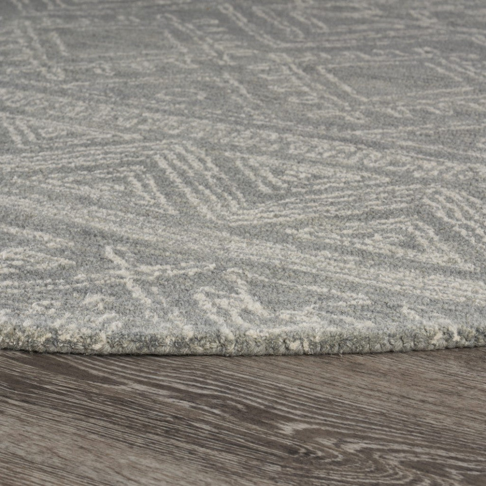 8" Round Light Gray Boho Chic Area Rug