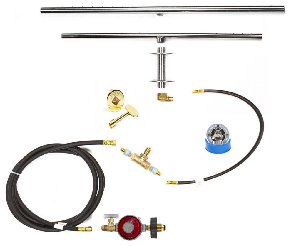 24" Low Profile T Burner and Complete Deluxe Propane Fire Pit Kit