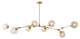 Black Metal Chandelier With Smoke Glass Shades, Gold