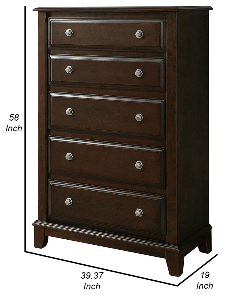 Benzara BM137482 Roomy Transitional Style Wooden Chest, Brown Cherry