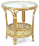 Pelangi Round Rattan Wicker Coffee Table With Glass, Natural