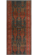 Semi-Antique Gunnar Charcoal/Red Runner, 3'8x8'1