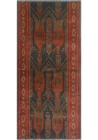 Semi-Antique Gunnar Charcoal/Red Runner, 3'8x8'1