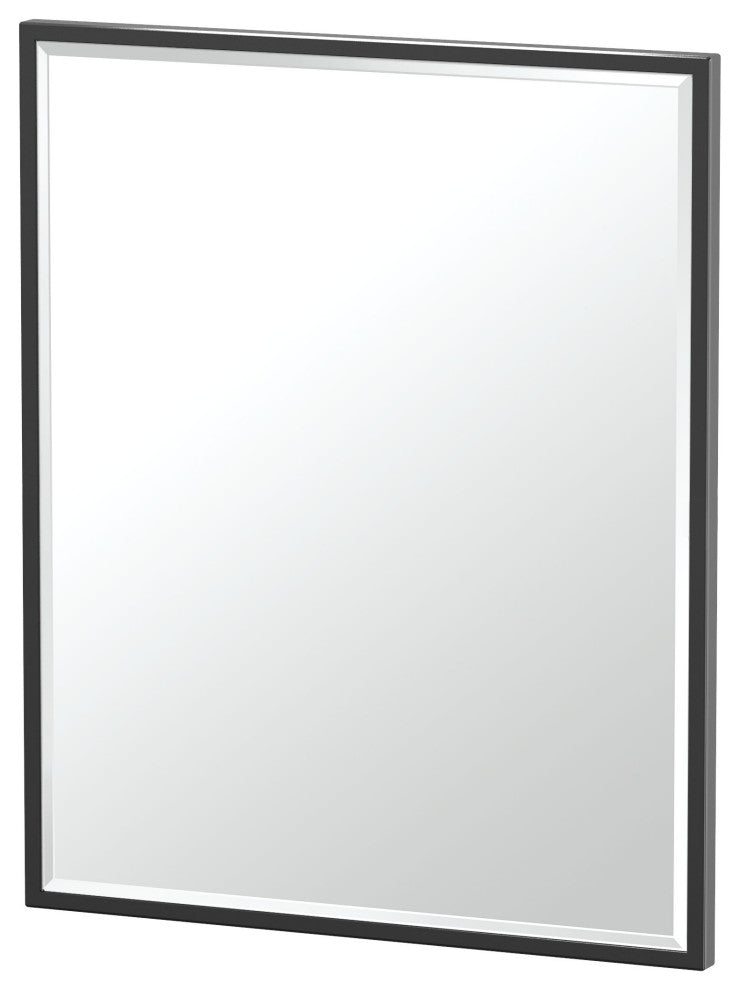 Flush Mount Framed Rectangle Wall Mirror, Matte Black, 25