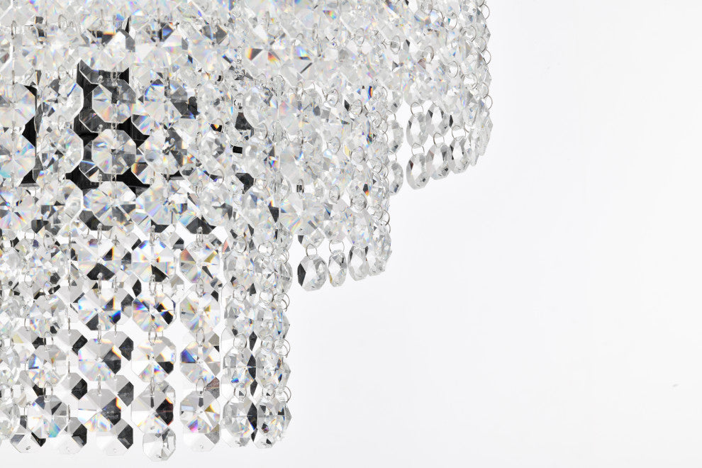 4-Light Antique Black Modern Glam Chandelier With Tier Cascading Crystals