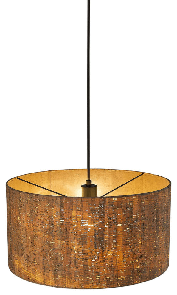 Matte Black Cork Shade Modern One Light Hanging Pendent Lamp