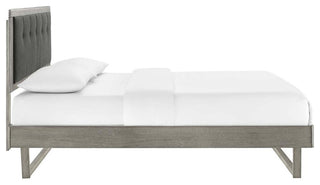 Willow King Wood Platform Bed With Angular Frame - Gray Charcoal...