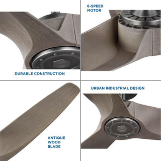 Manvel 60" 5-Blade DC Motor Transitional Ceiling Fan, Antique Nickel