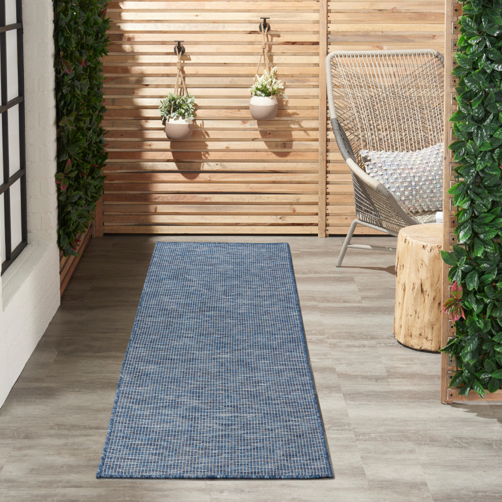 Nourison Positano Contemporary Area Rug, Navy Blue, 2'2"x8' Runner