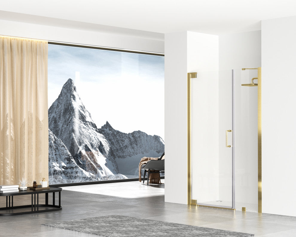 Home Living 48X72 Frameless Hinged Shower Door, Brushed Gold