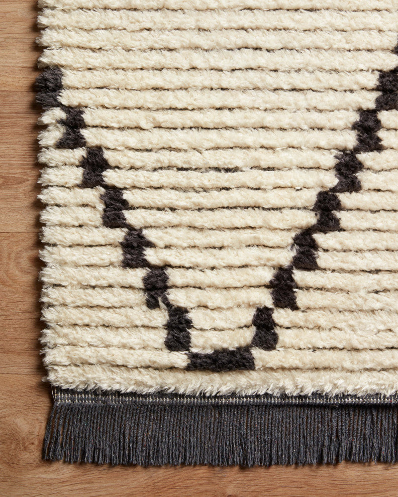 Chris Loves Julia x Loloi Alice Cream/Charcoal 2'-7" x 10'-0" Area Rug