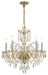 Crystorama Traditional Crystal 5-Light Brass Chandelier I, Hand Cut Crystal