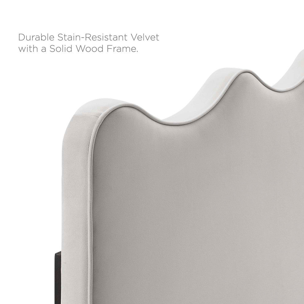 Current Performance Velvet Queen Platform Bed, Light Gray