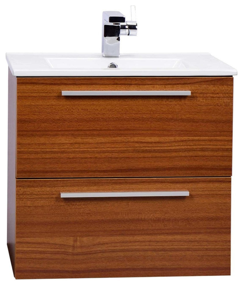 Nola 24.25" Wall-Mount Modern Bath Vanity Teak TN-T600C-TK