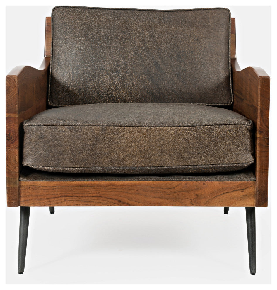 Karma Genuine Leather Live Edge Accent Chair