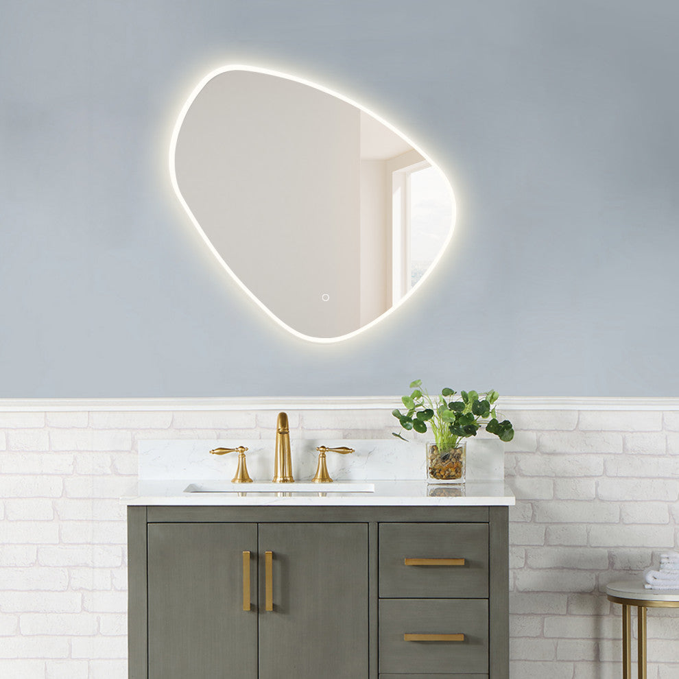 Rasso Novelty Frameless Bathroom Vanity LED Lighted Wall Mirror, 32"