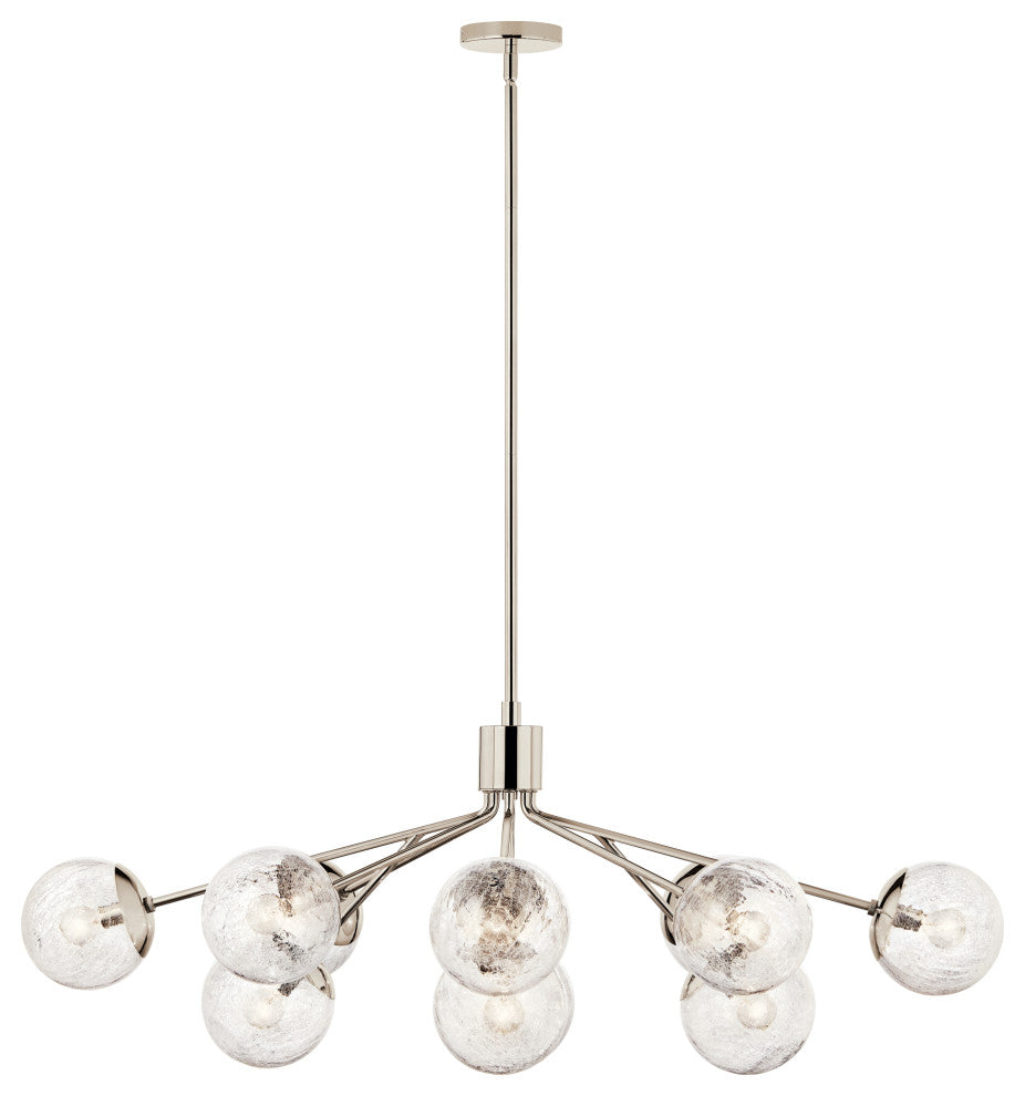 Silvarious Linear Convertible Chandelier, Polished Nickel, 12 Light