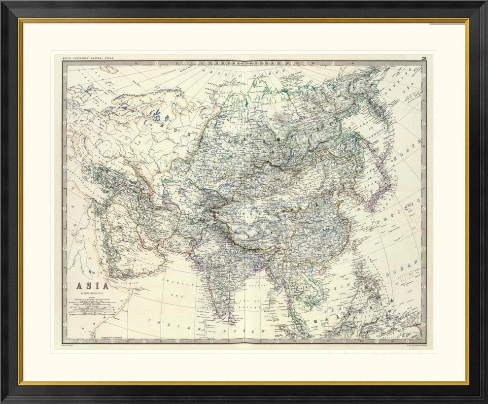 "Asia, 1861" Framed Digital Print by Alexander Keith Johnston, 46x38"