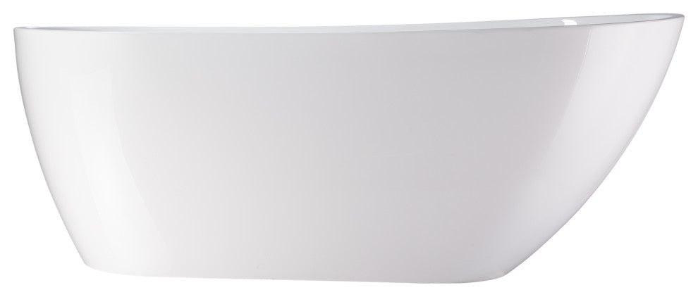 Vanity Art Freestanding Acrylic Soaking Bathtub, White/Polished Chrome, 67"