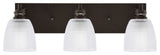 Edge 3-Light Bath Bar, Espresso Finish, 5" Clear Ribbed Glass