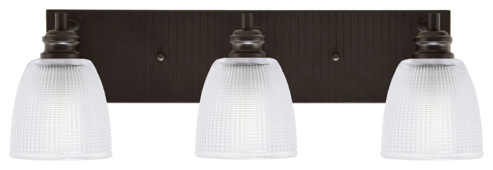 Edge 3-Light Bath Bar, Espresso Finish, 5" Clear Ribbed Glass