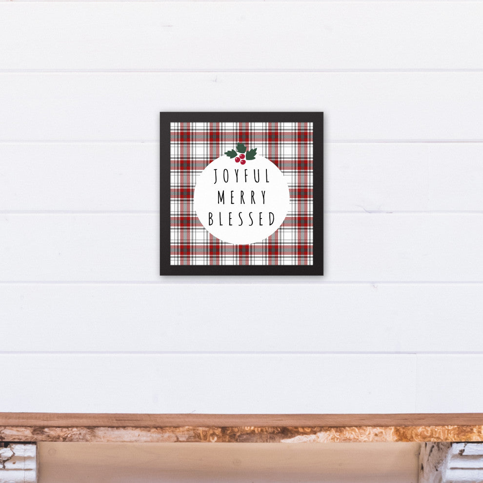Joyful Merry Blessed 13.73x13.73 Black Framed Canvas