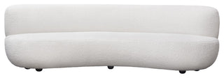 Simone Curved Sofa in White Faux Sheepskin Fabric