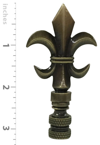 Royal Designs Fleur De Lis Finial, Antique Brass, Single