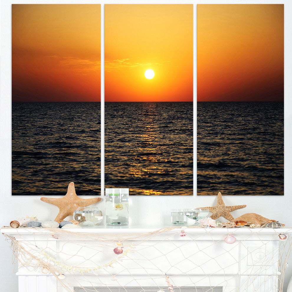"Sunset Panorama Under Sea Surface" Metal Wall Art, 3 Panels, 36"x28"