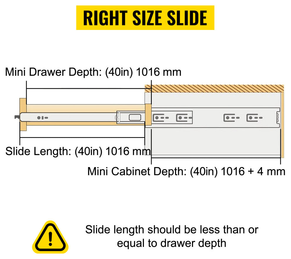 Full Extension Ball Bearing Drawer Slide 500lbs Loading, 40 Inch