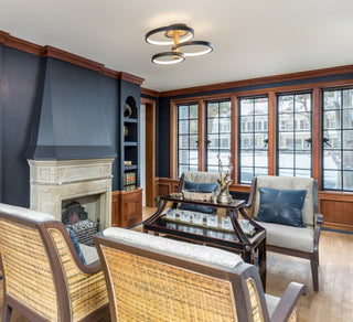 ET2 E24323 Hoopla 26"W Semi-flush Ceiling Fixture - Black / Gold