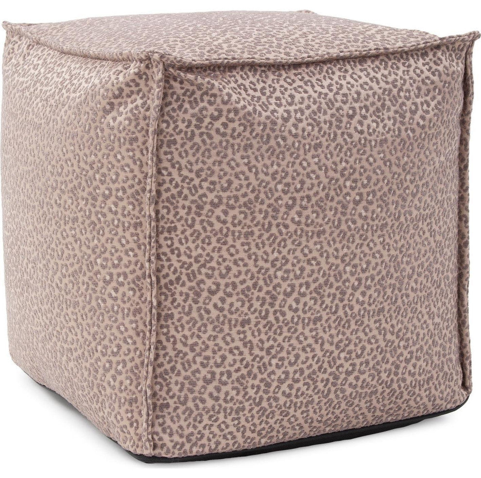 Square Lynx Taupe Pouf With Removable Cover