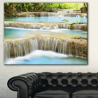 "Blue Erawan Waterfall" Landscape Canvas Photo Print, 40"x20"