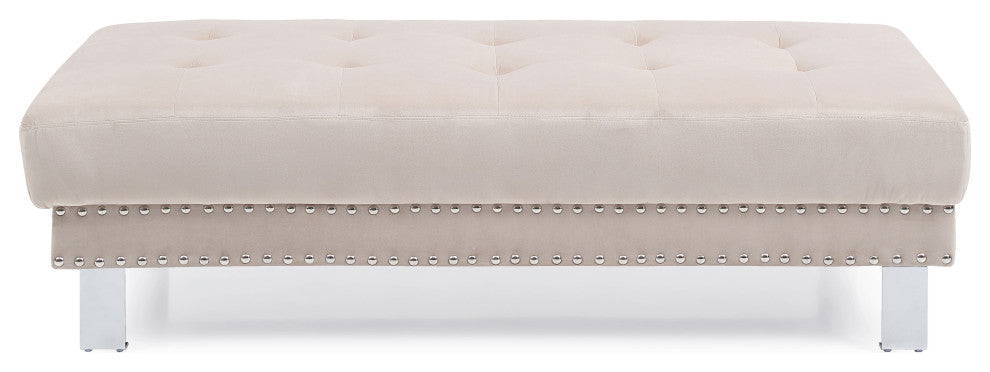 Derek Oversized Velvet Ottoman, Beige