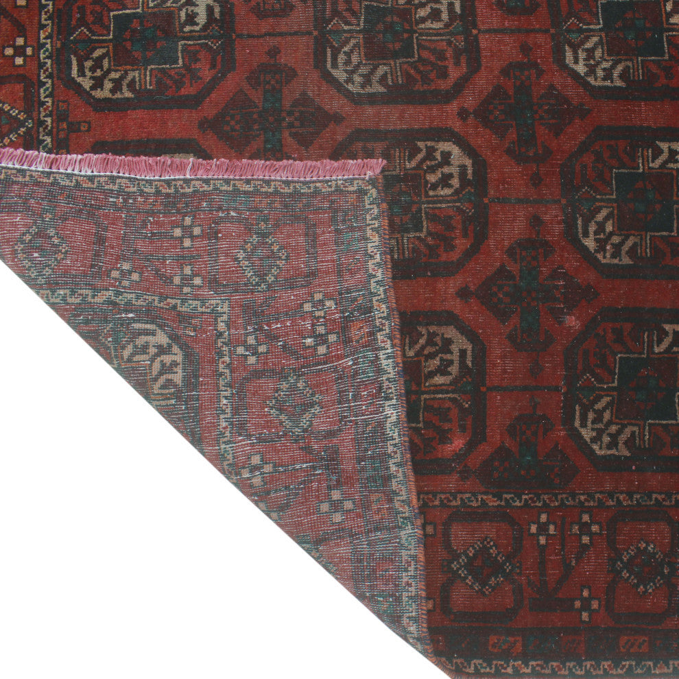 Vintage Distressed Adalia Red/Burgundy Rug, 3'6x6'10