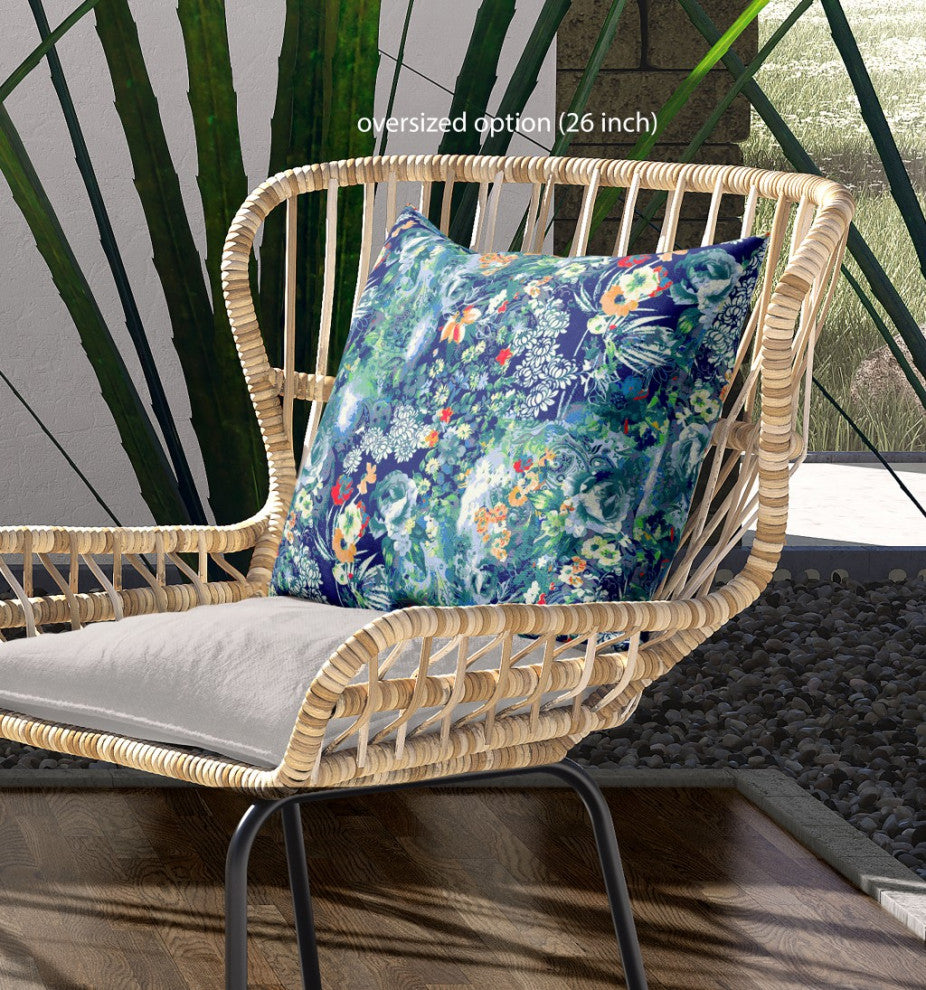 20" Blue Turquoise Springtime Indoor Outdoor Throw Pillow