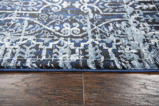 Rizzy Home Panache PN6964 Dark Blue Scroll Work Area Rug, 2'3"x7'7" Runner