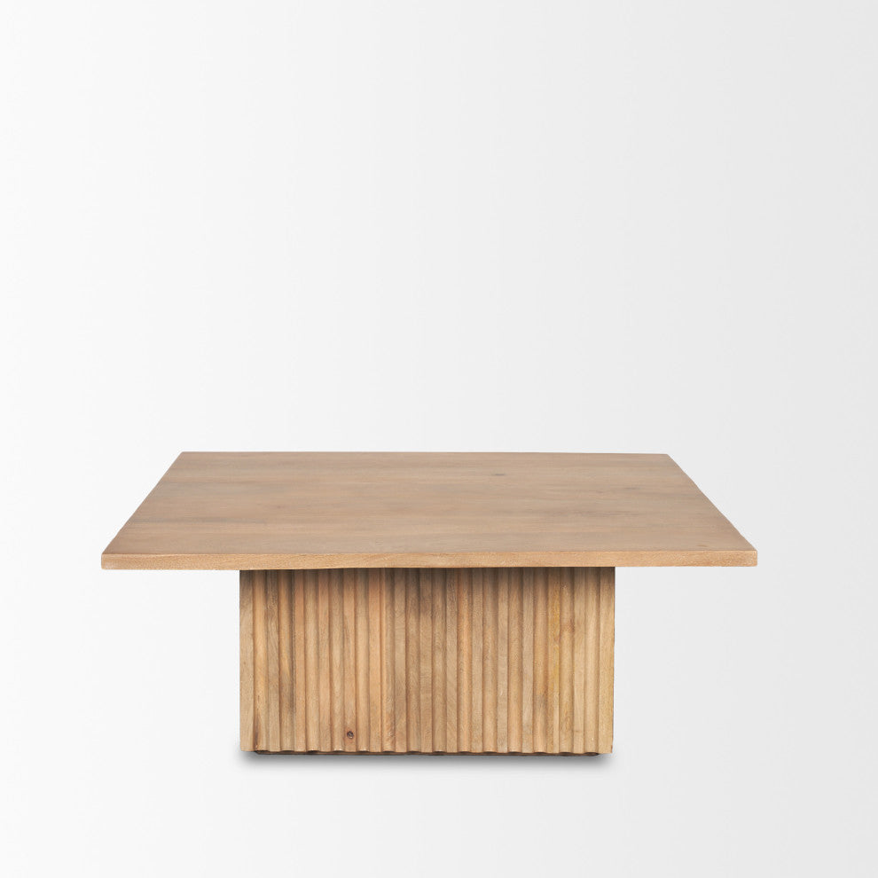 June Light Brown Wood With Fluting Square Coffee Table