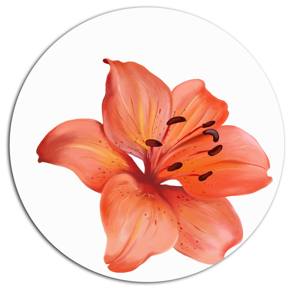 Beautiful Red Lily Watercolor Sketch, Flower Disc Metal Artwork, 23"