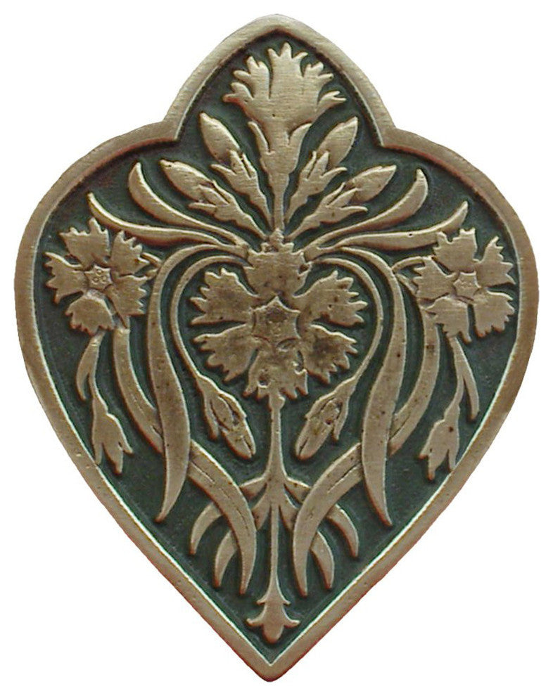 Dianthus Knob, Antique-Style Brass-Sage