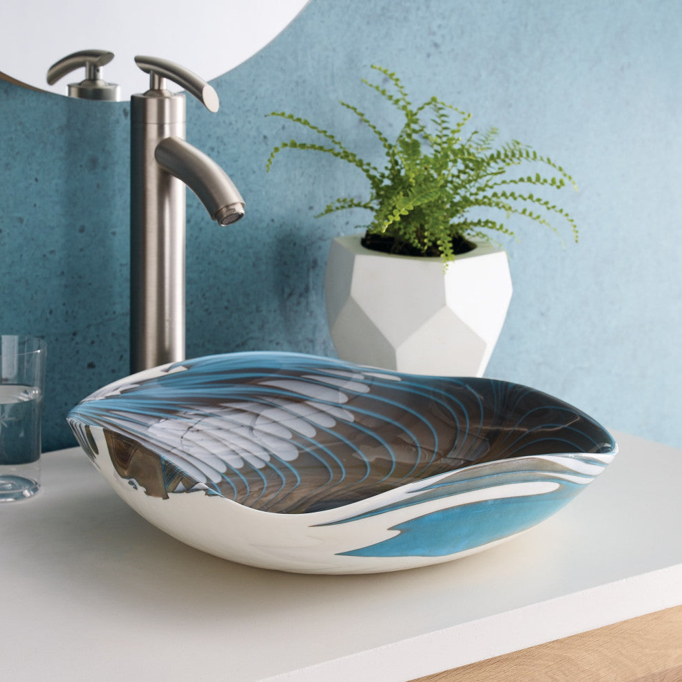 Lido Murano Glass Bathroom Sink, Shoreline