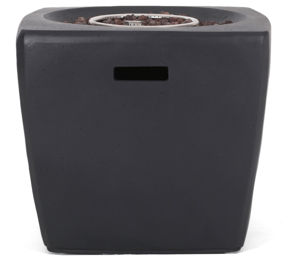 Andreson Outdoor 40,000 BTU Lightweight Concrete Square Fire Pit, Dark Gray