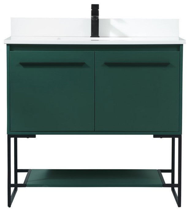 Sue 36" Single Bathroom Vanity, Green, With Backsplash